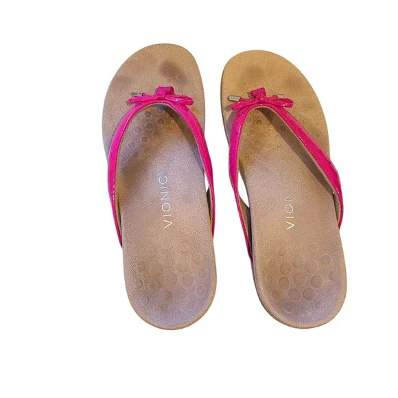 Vionic Sandals Bella II Pink Bow Flip Flop Comfort Orthotic Thongs Womens 8.5 - Picture 5 of 7